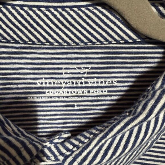 Vineyard Vines Blue and White Edgartown Polo Shirt Classic Knit, Size Large #310 - Picture 5 of 5